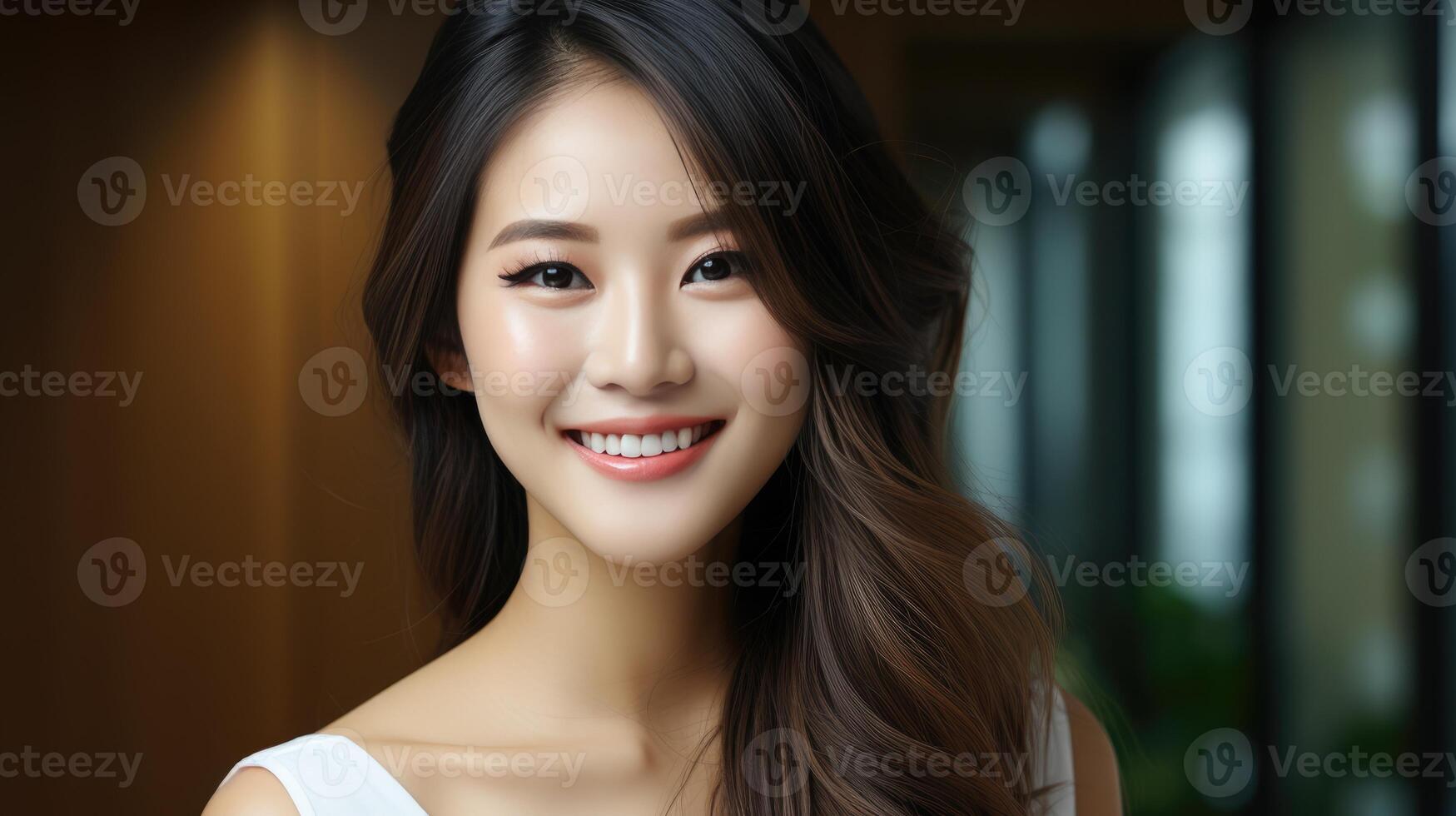 AI generated Portrait of beautiful young aisan woman. beauty fresh skin photo