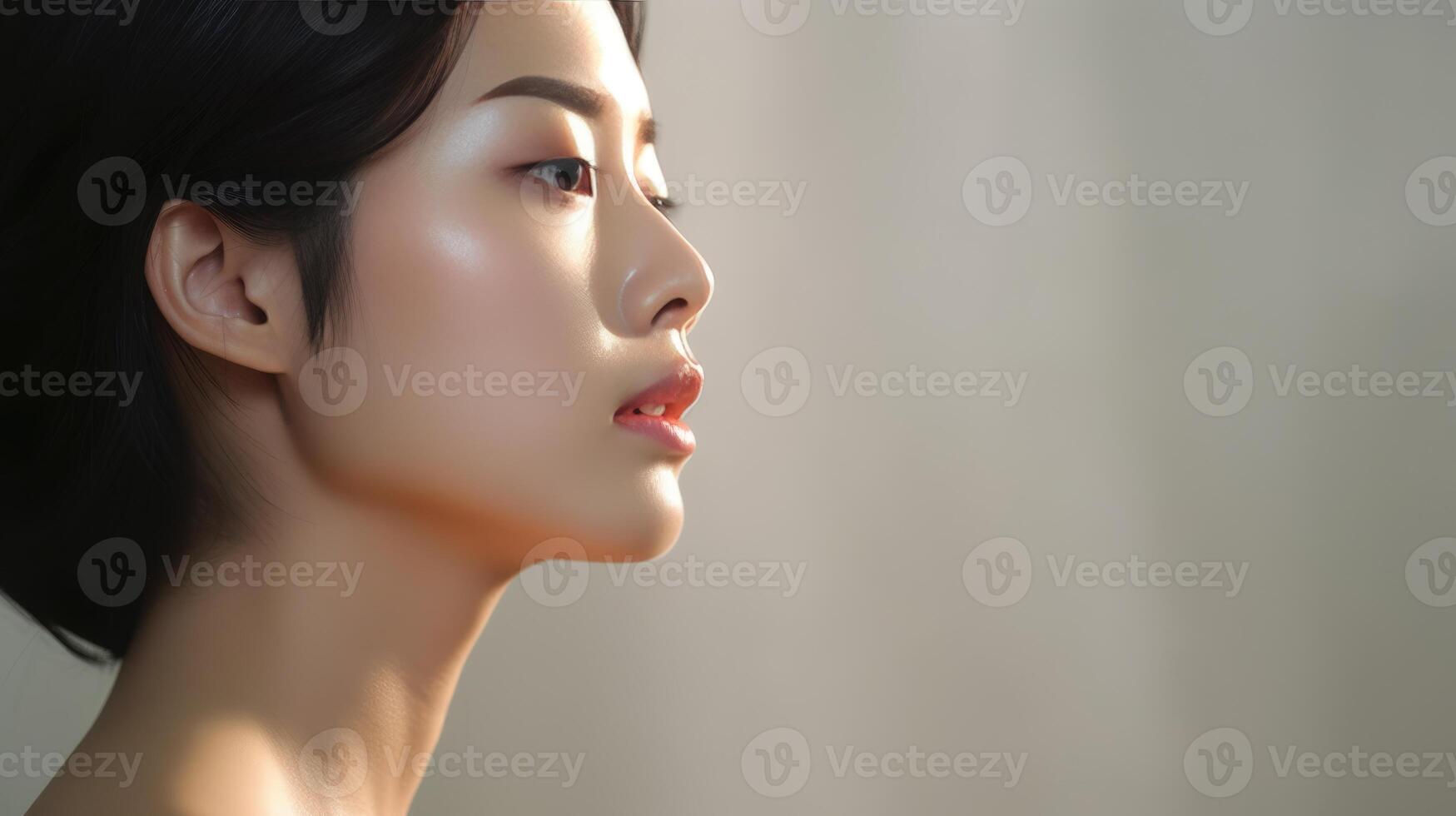 AI generated Portrait of beautiful young aisan woman. Beauty fresh skin, cosmetic concept. photo