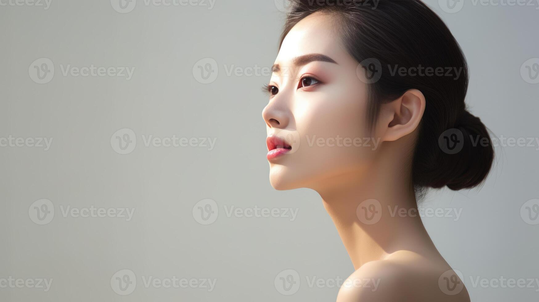AI generated Portrait of beautiful young aisan woman. beauty fresh skin photo