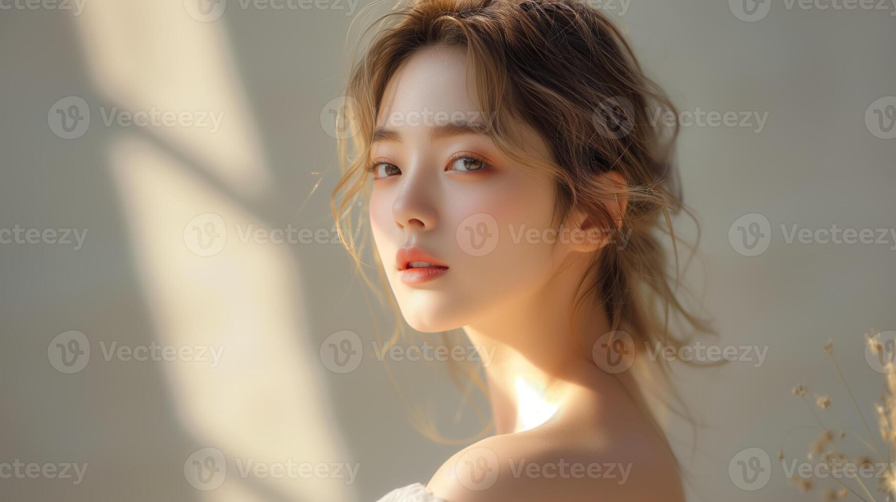AI generated Portrait of beautiful young aisan woman. beauty fresh skin photo