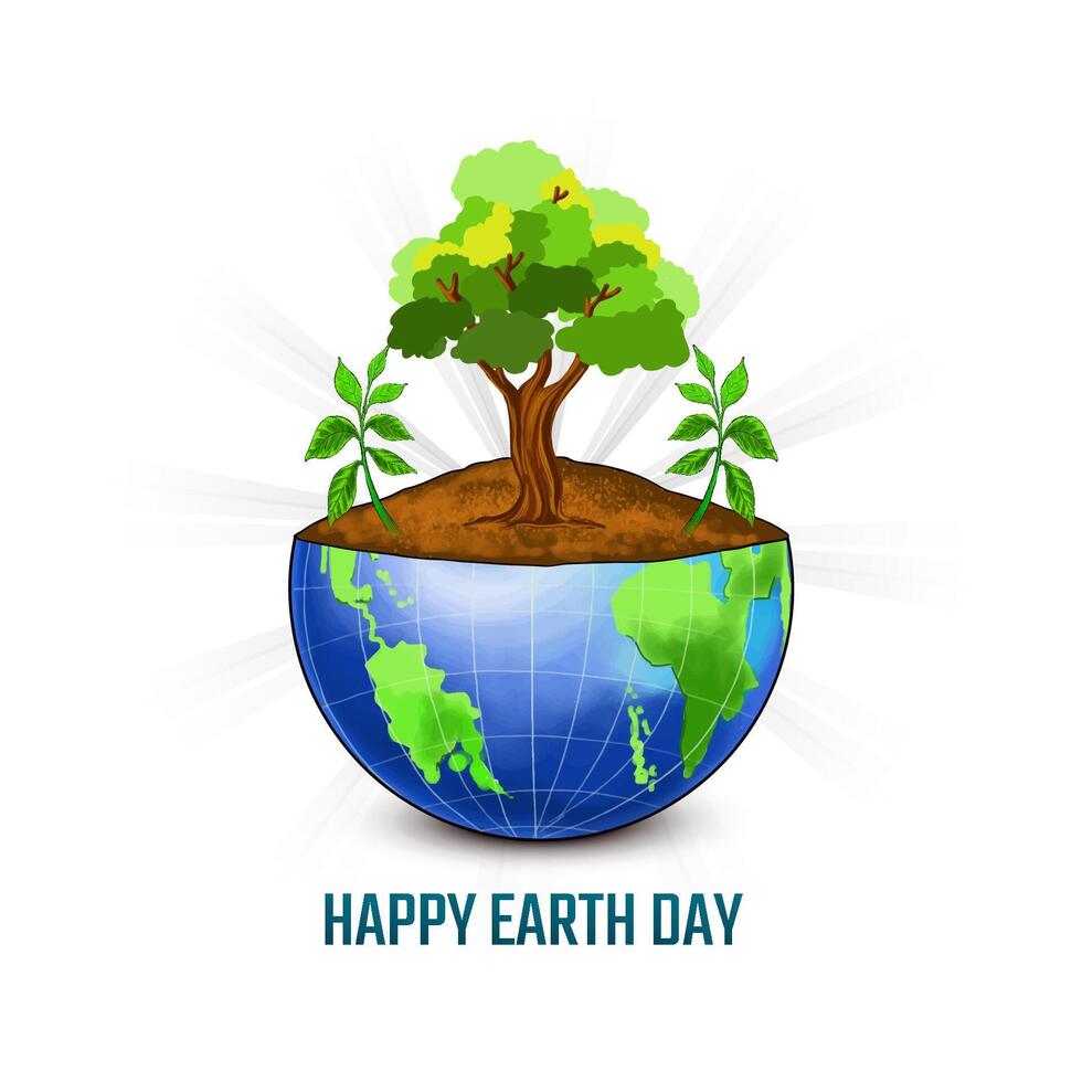 Modern World Happy Earth day save planet concept background vector