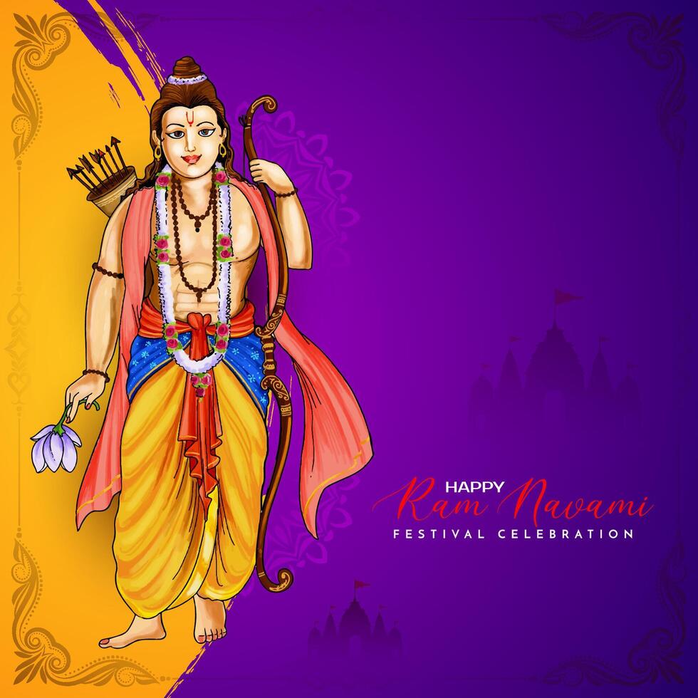 Traditional Indian Happy Shree Ram Navami festival background design vector