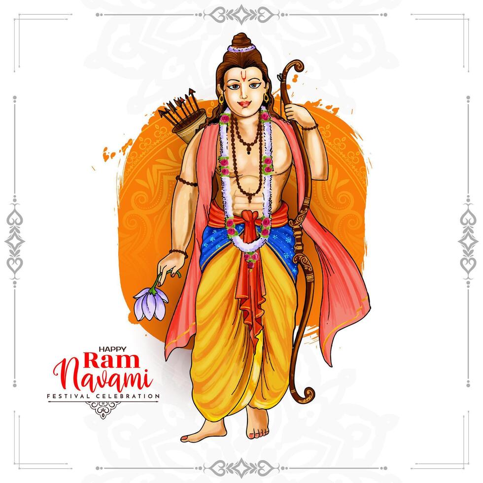 hermosa contento shree RAM navami festival celebracion tarjeta diseño vector