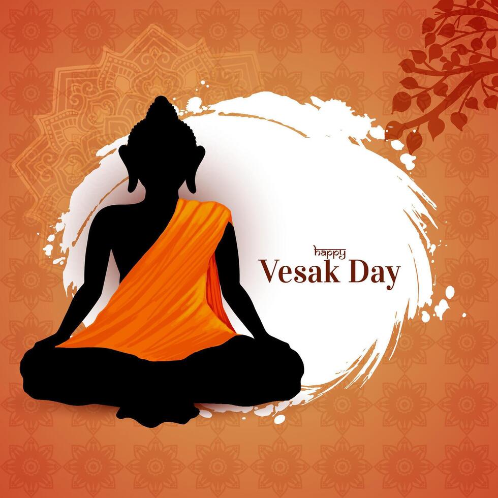 Beautiful Happy Vesak day or buddha purnima festival card design vector