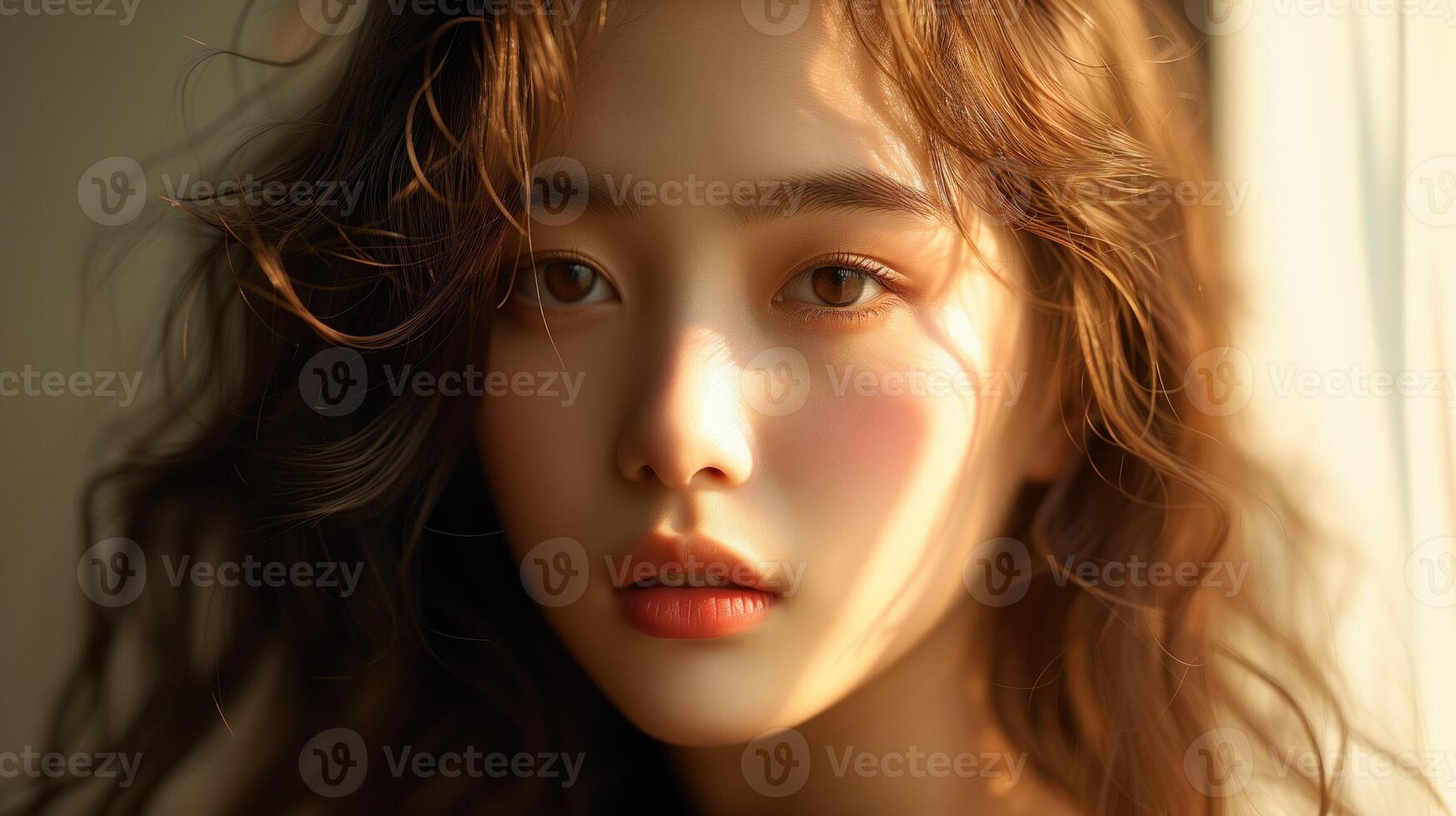 AI generated Portrait of beautiful young aisan woman. beauty fresh skin, wellness or cosmetic concept photo