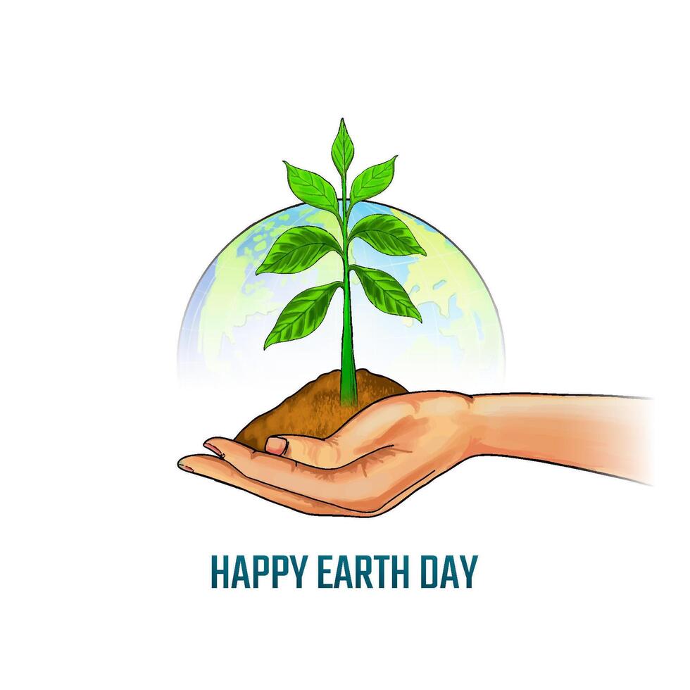 Happy Earth day concept background with holding hands design vector