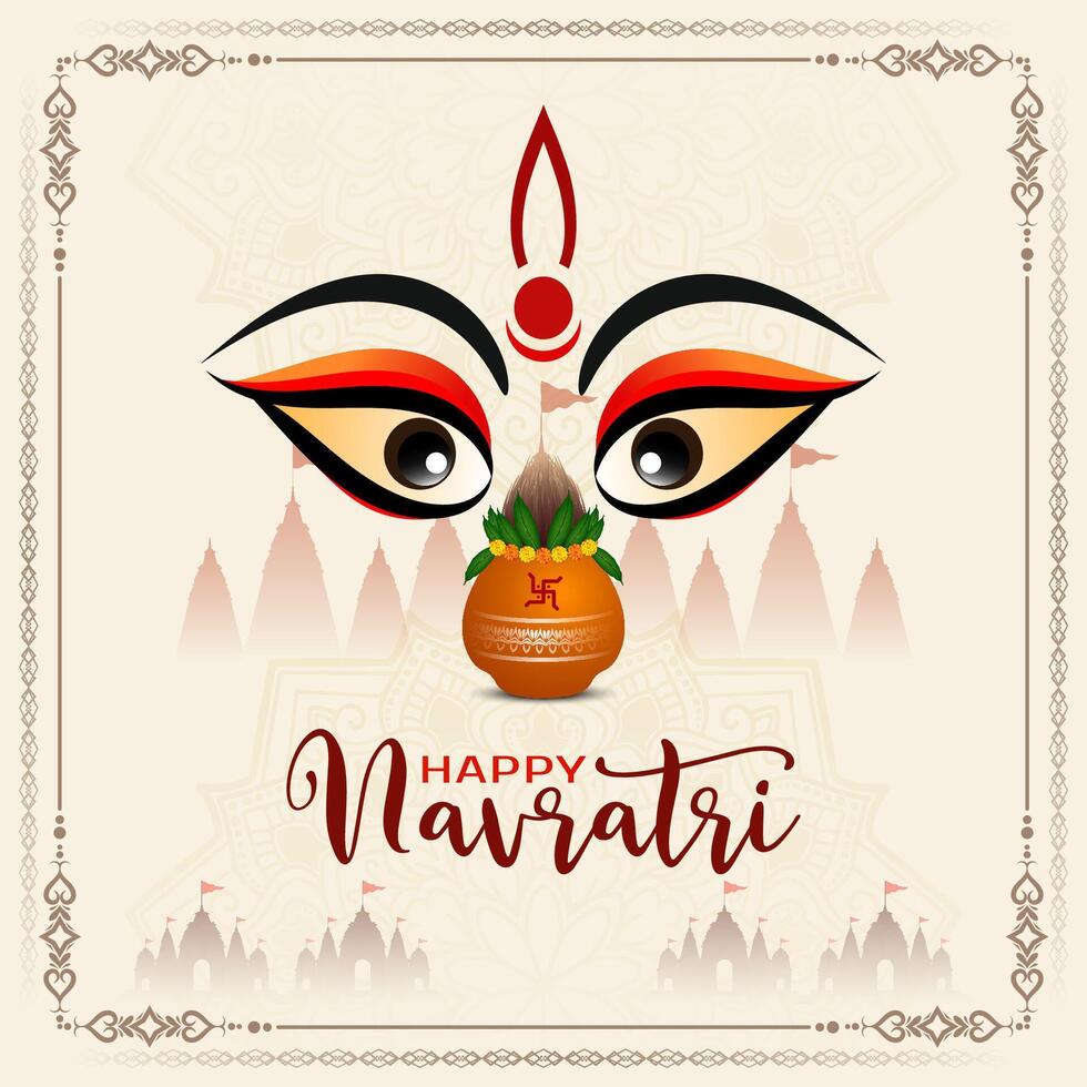 Happy Navratri traditional Indian festival greeting card vector