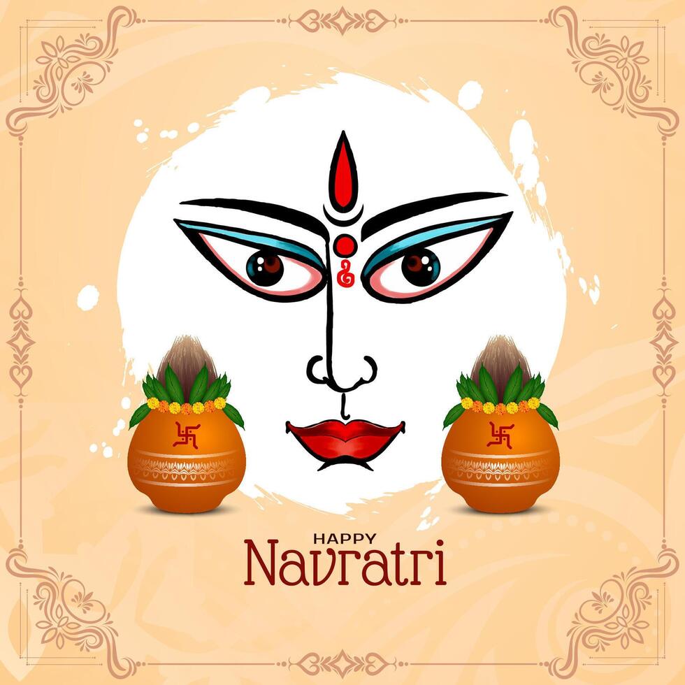 Happy Navratri Indian cultural festival celebration card vector