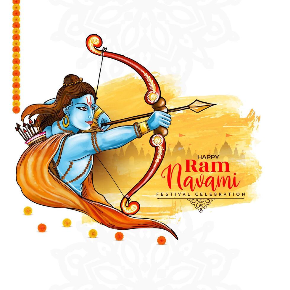 Happy Ram Navami Indian festival celebration decorative background vector