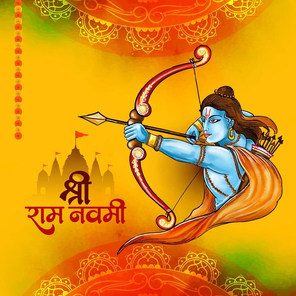 contento RAM navami indio festival elegante decorativo antecedentes vector