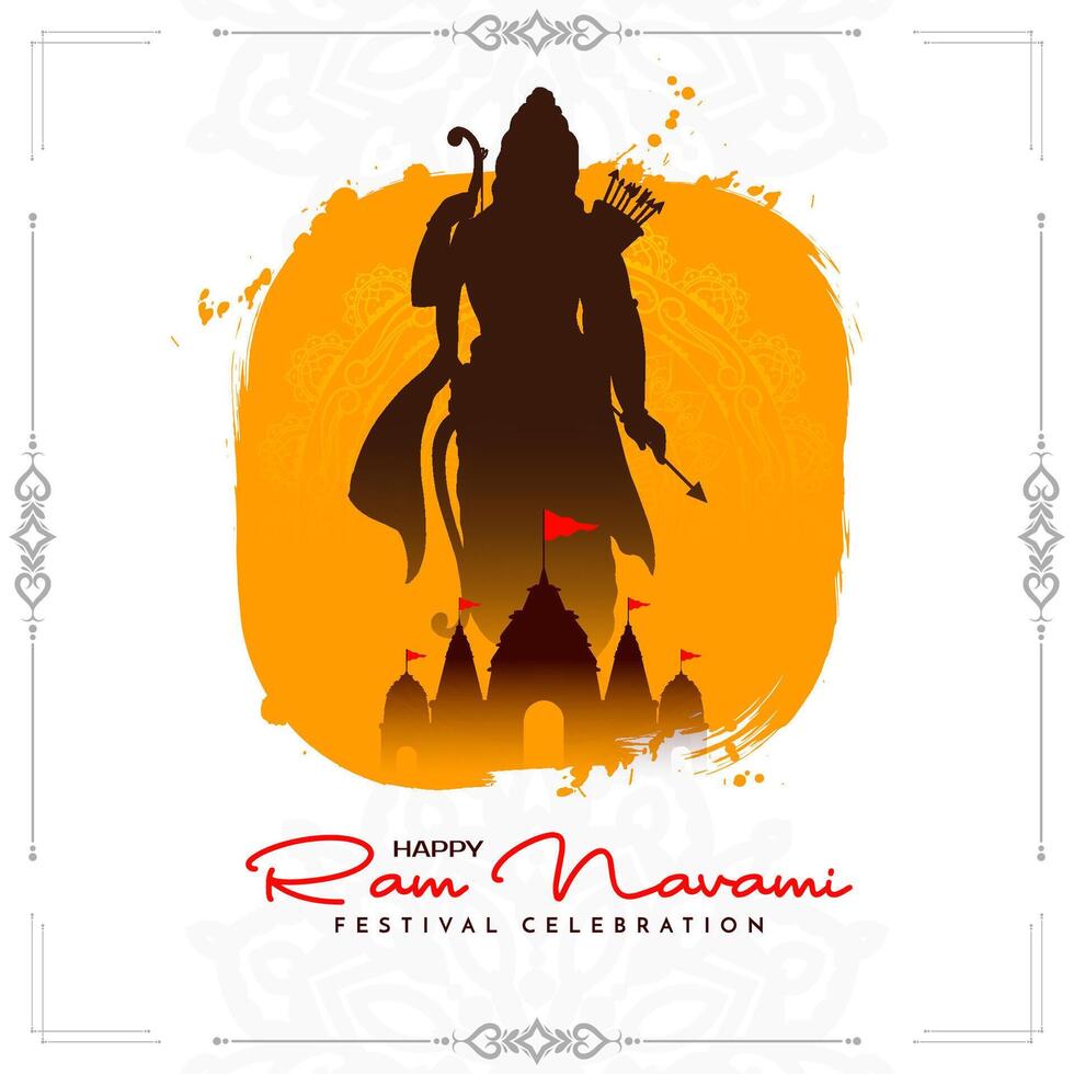elegante contento RAM navami indio hindú festival tarjeta con señor rama vector