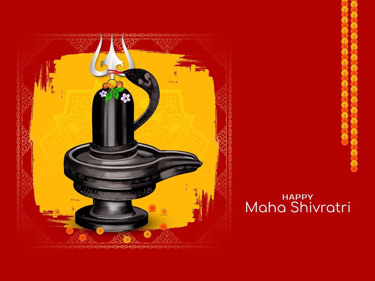 Beautiful Happy Maha Shivratri festival background with shiva linga vector