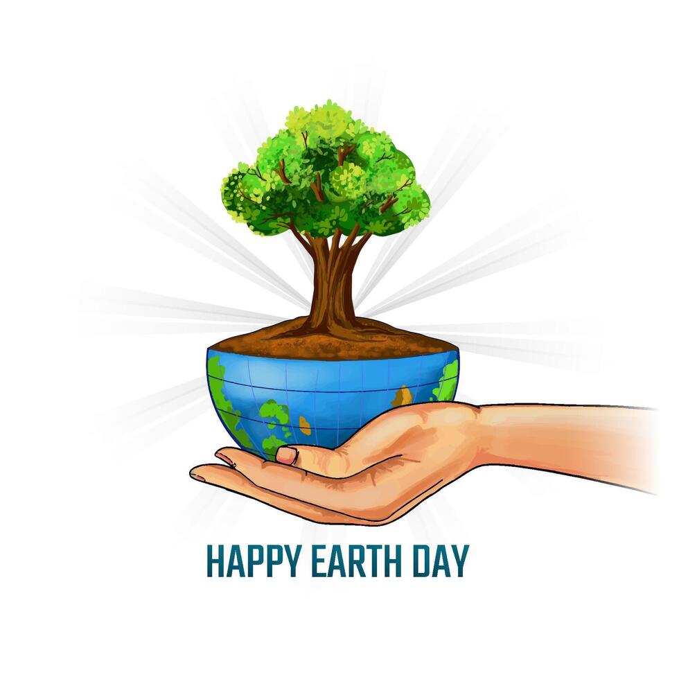 Happy Earth day concept background with holding hands design vector