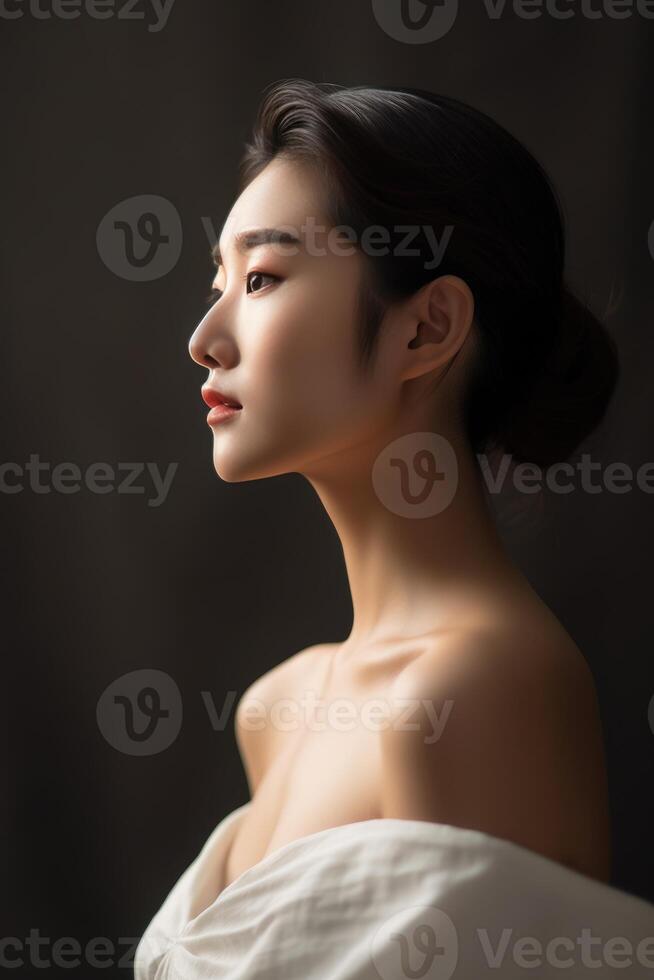AI generated Portrait of beautiful young aisan woman. beauty fresh skin photo