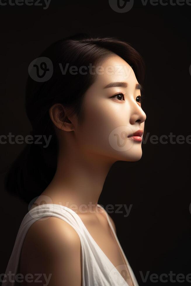 AI generated Portrait of beautiful young aisan woman. beauty fresh skin photo
