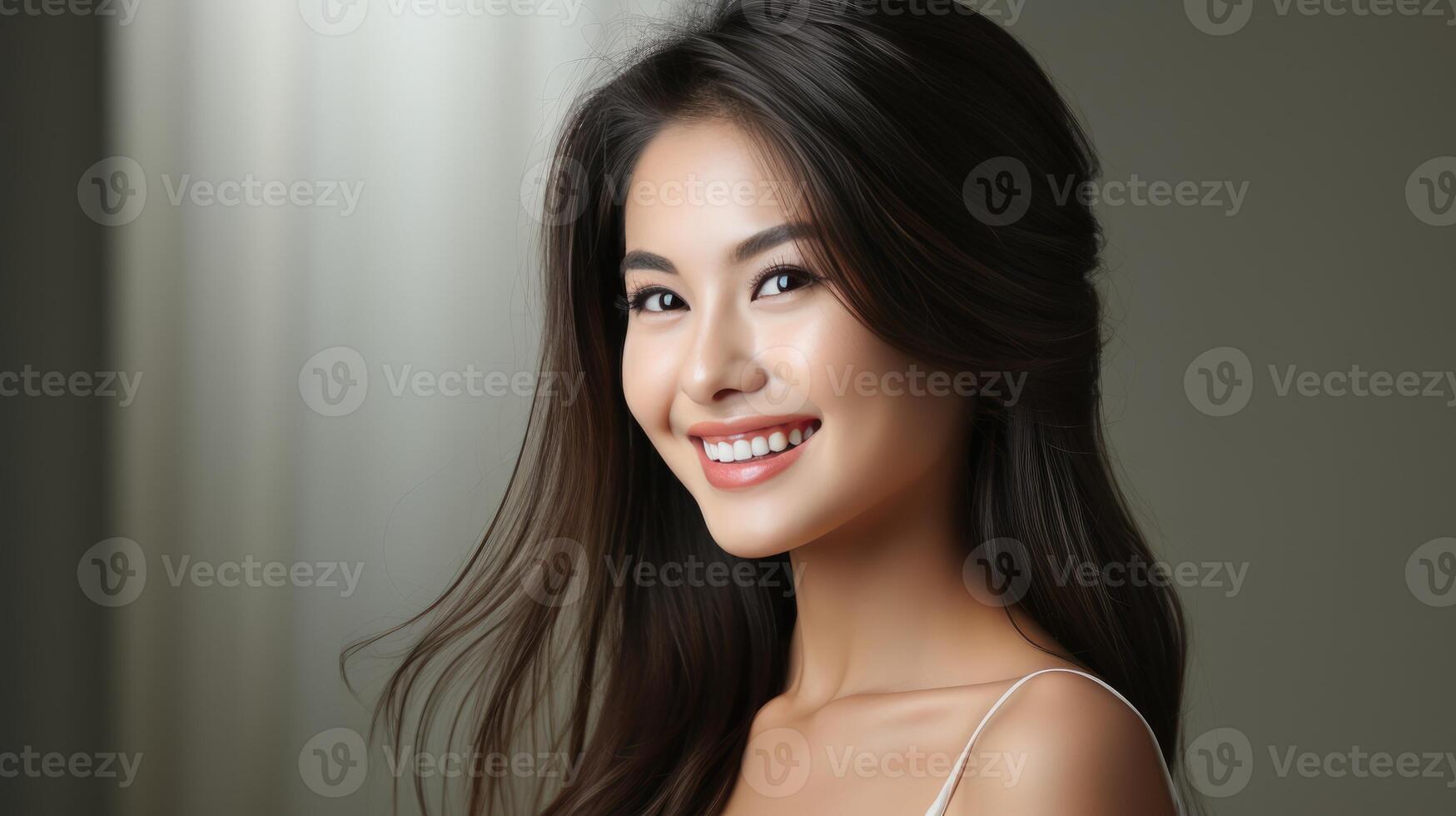 AI generated Portrait of beautiful young aisan woman. beauty fresh skin photo