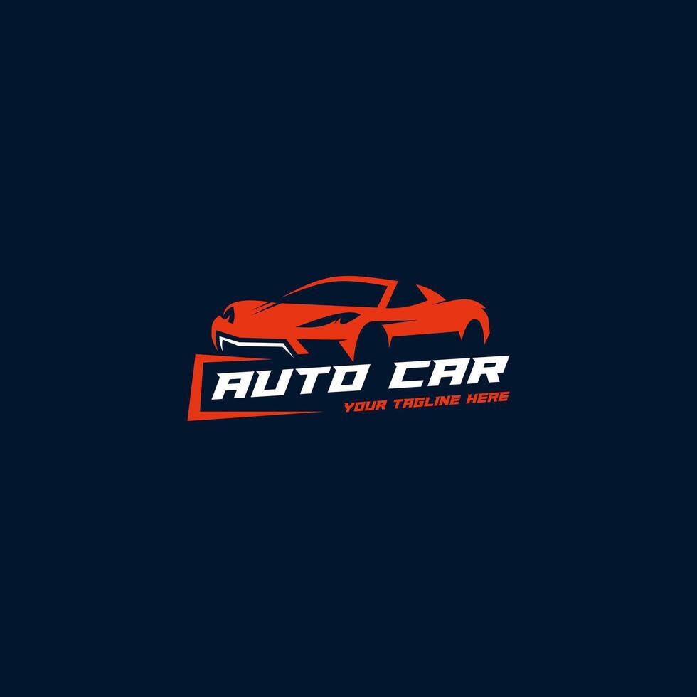 Car Logo design Template with dark blue background. Auto car business logo design with silhouette for Automotive Company logo, car wash, garage, service, painting. vector