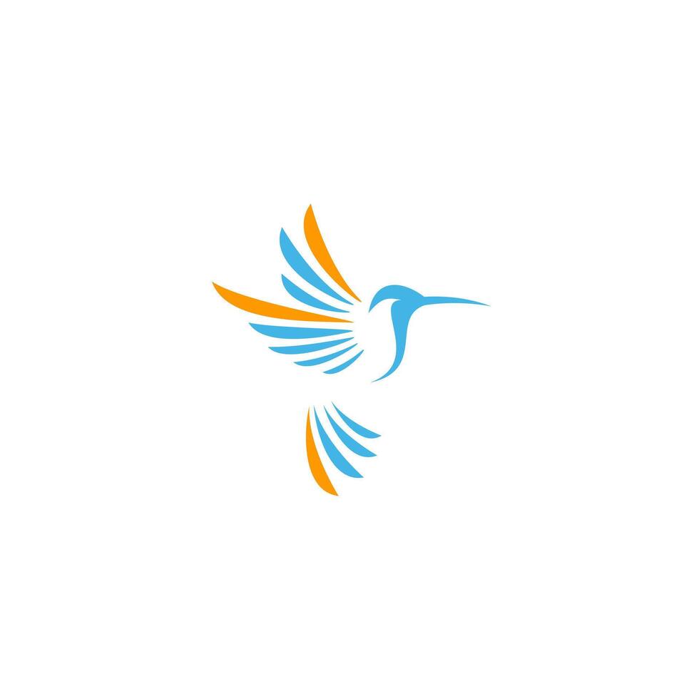 Colibri Logo isolated on dark blue background. Design colibri for logo, Simple and clean flat design of the colibri logo template. Suitable for your design need, logo, illustration, animation. vector