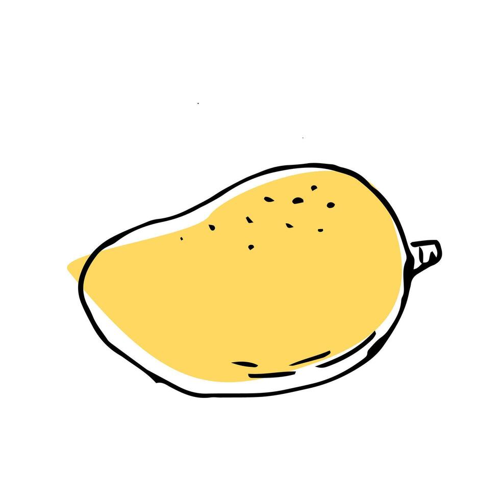 Hand drawn Mango fruit in yellow color vector