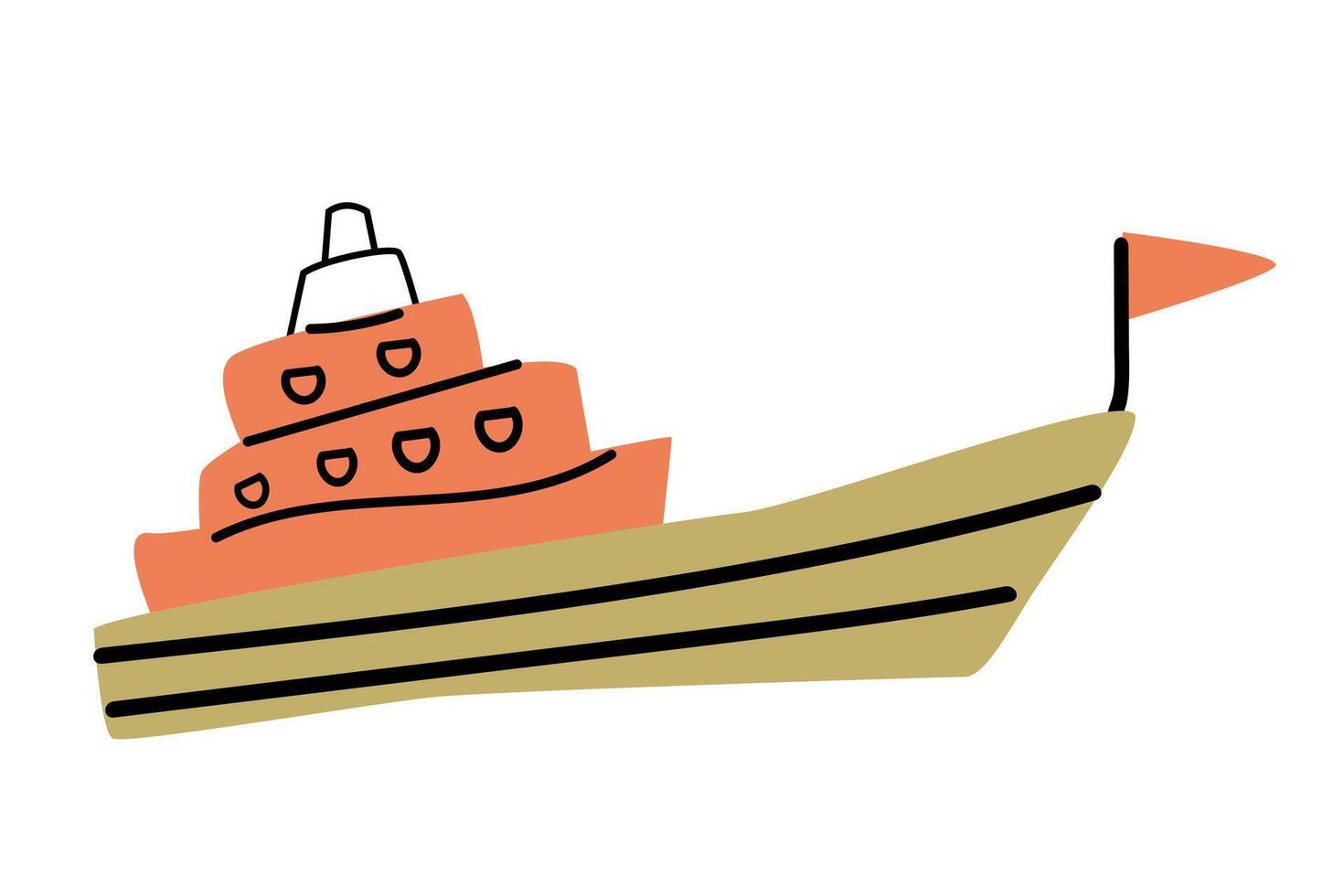 Cute childish ship - nautical vector illustration of sea transport