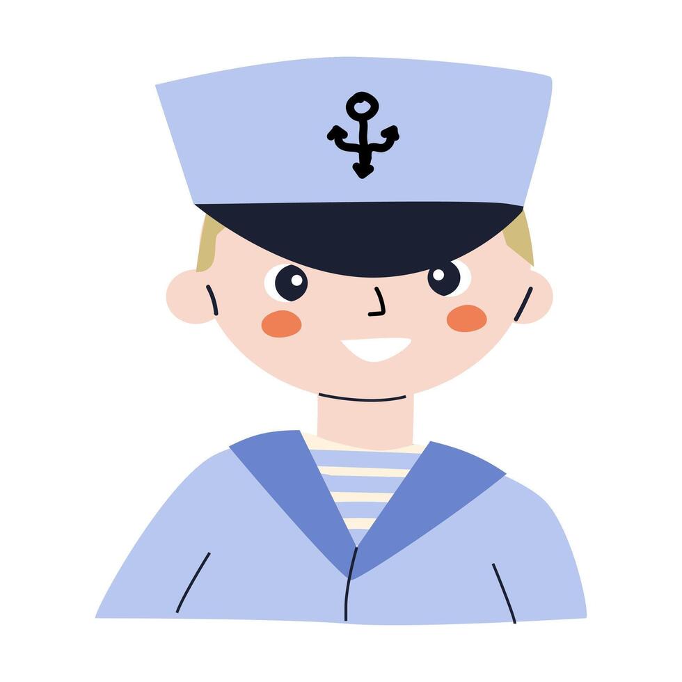 Cute smiling little boy character wearing a sailors costume - portrait vector