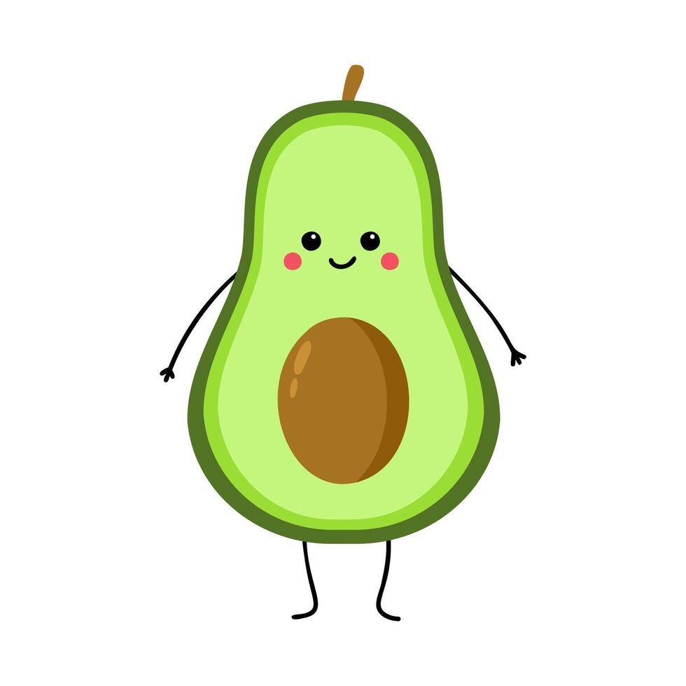 Kiwi fruit cute character vector illustration isolated on white background. Great for print, book, app, web or packaging for kids.