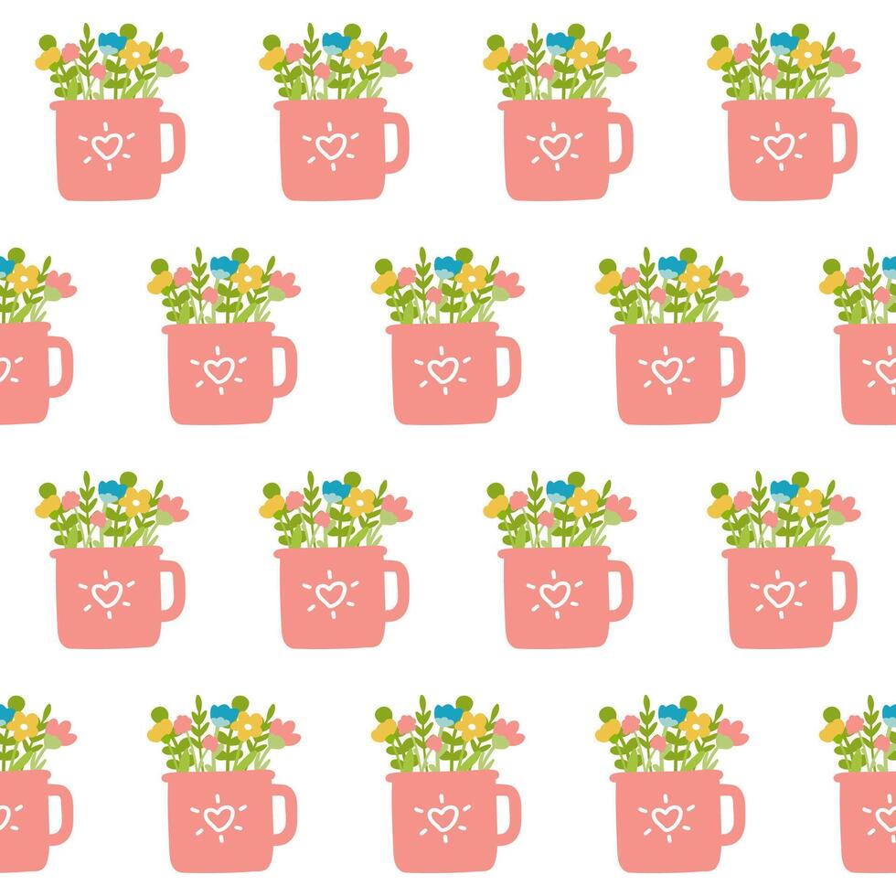 Floral romantic seamless pattern. Vector illustration. Spring pattern for design, packaging, wallpaper and decoration.