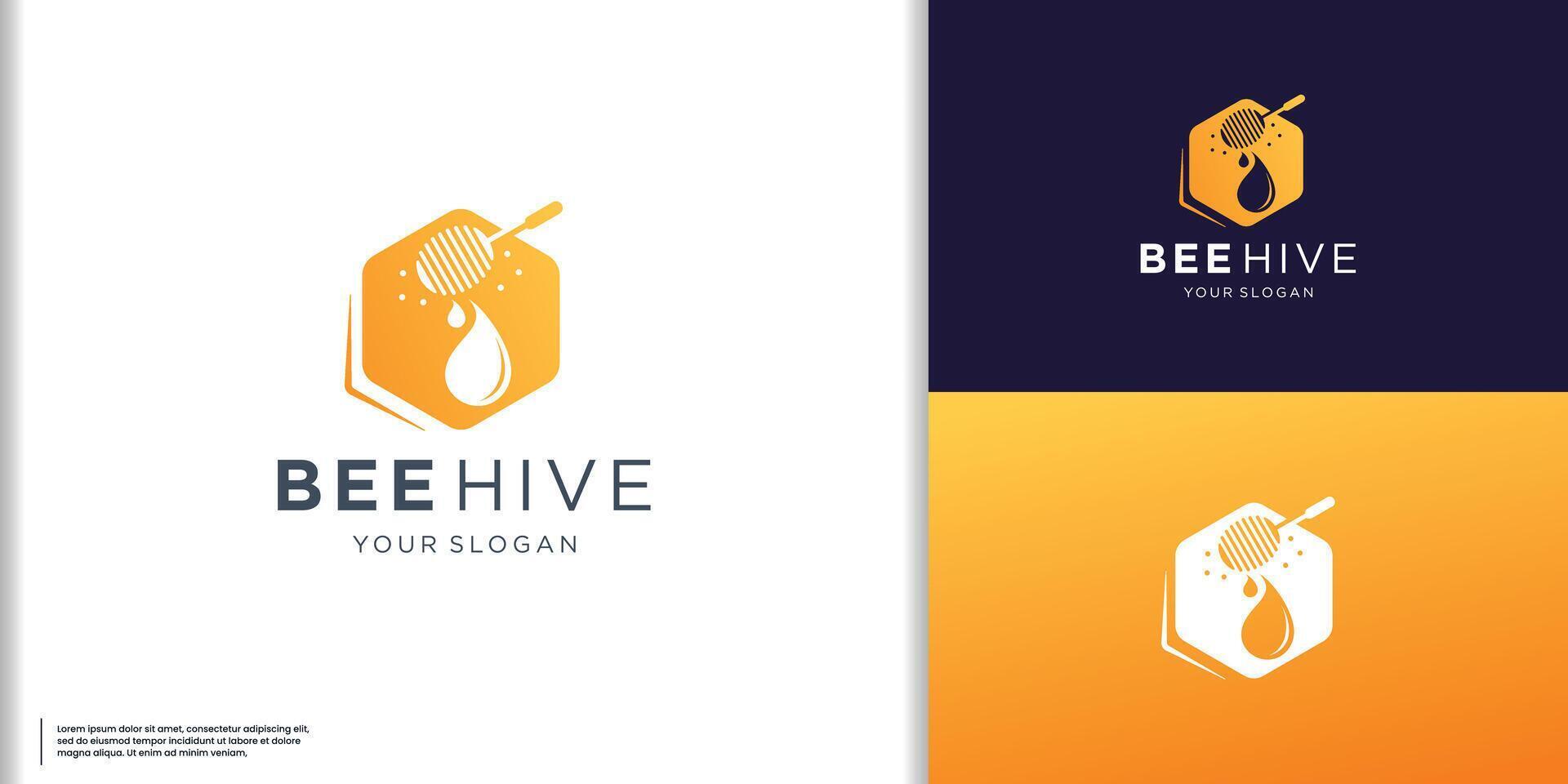 honey comb design with drop oil honey logo sign concept vector