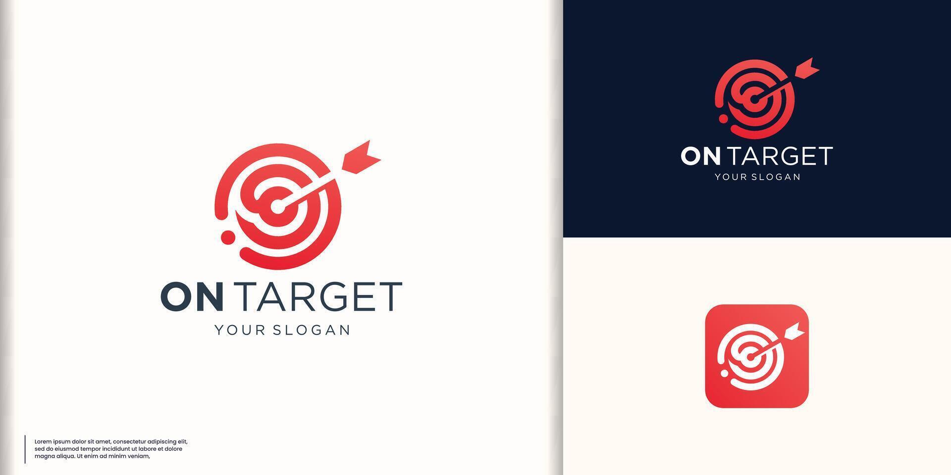 Simple arrow right on target logo design inspiration. vector