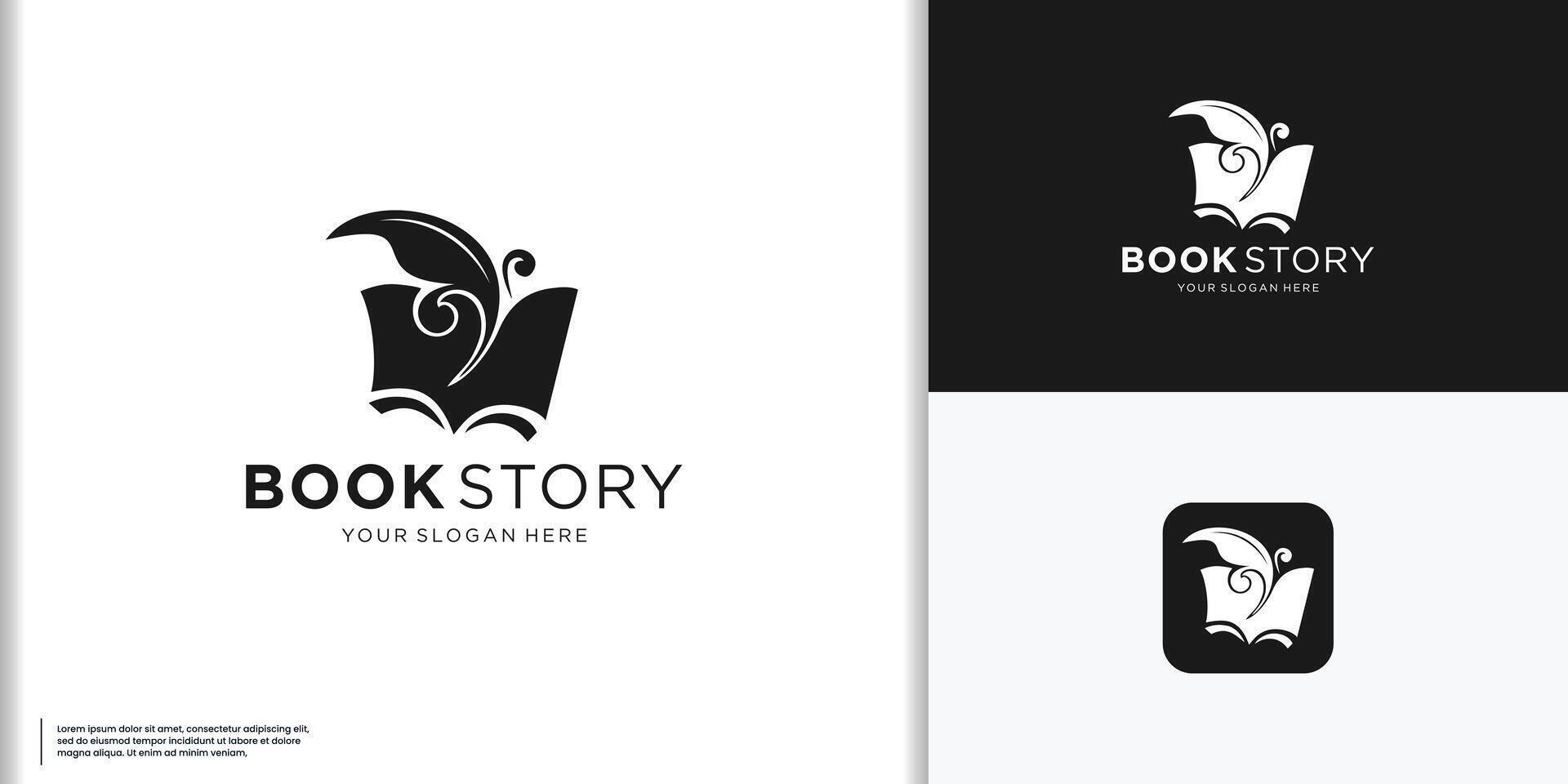 Symbol Signature Handwriting with book flat icon logo design vector