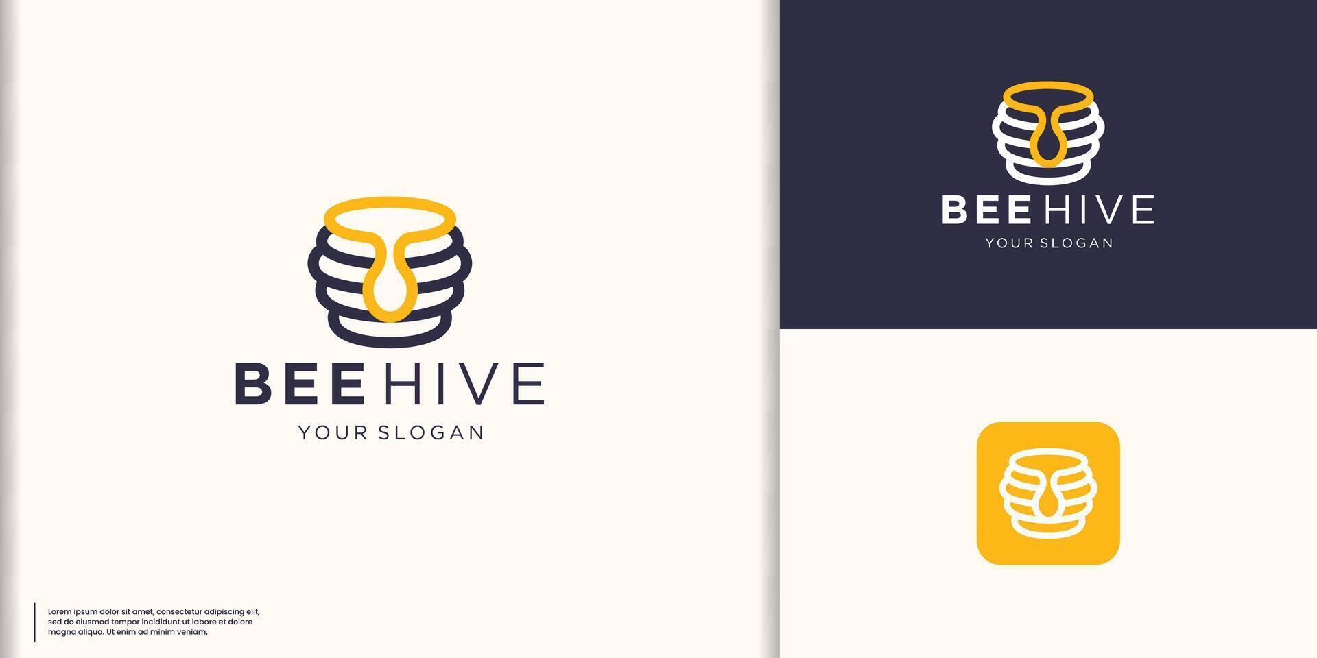 creative of honeycomb logo design inspiration with a combination of honey oil line art style vector