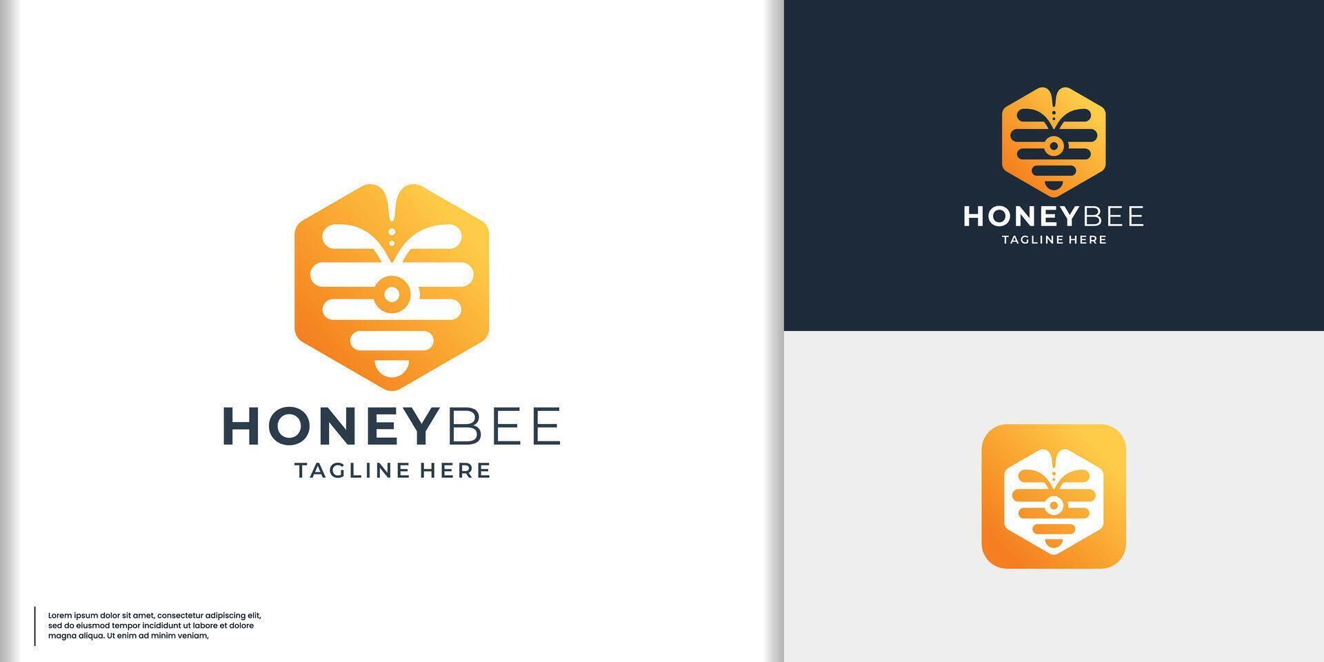 premium honeycomb logo design. inspiration honey bee modern concept with gradient color branding. vector