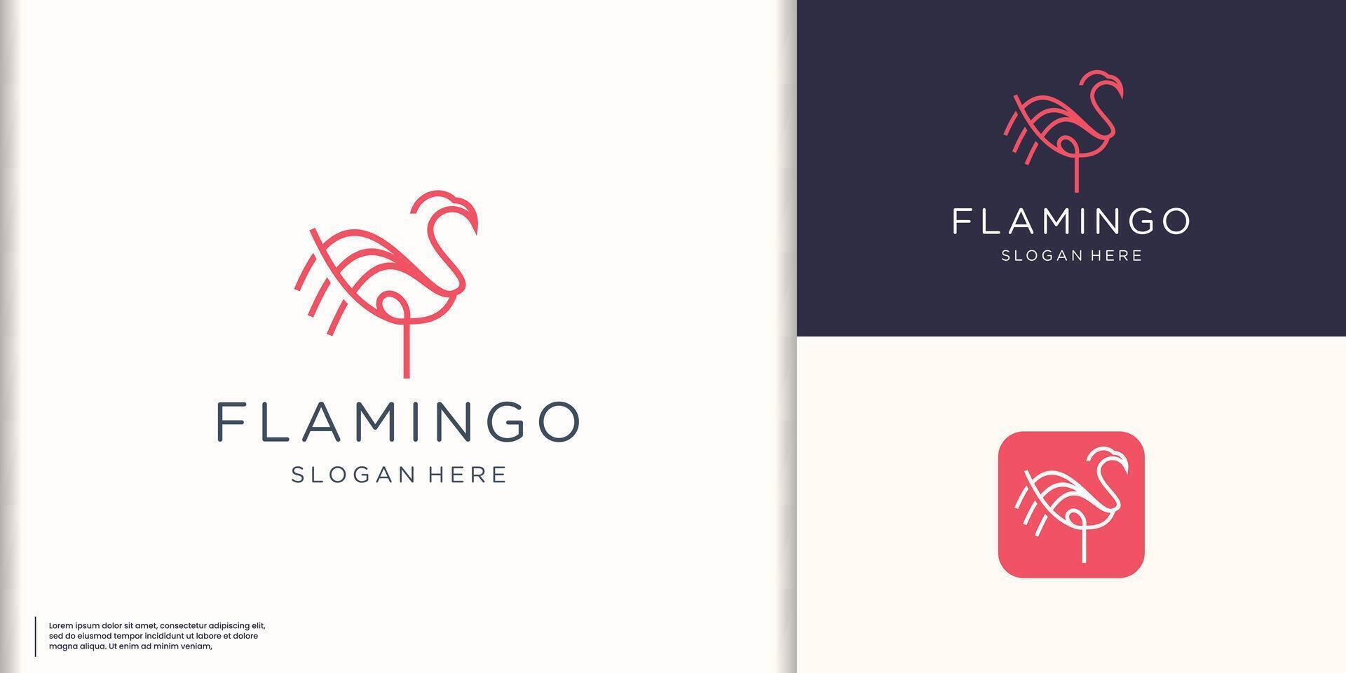 Pink Flamingo Logo Template. Bird Vector Design. Animal World Illustration