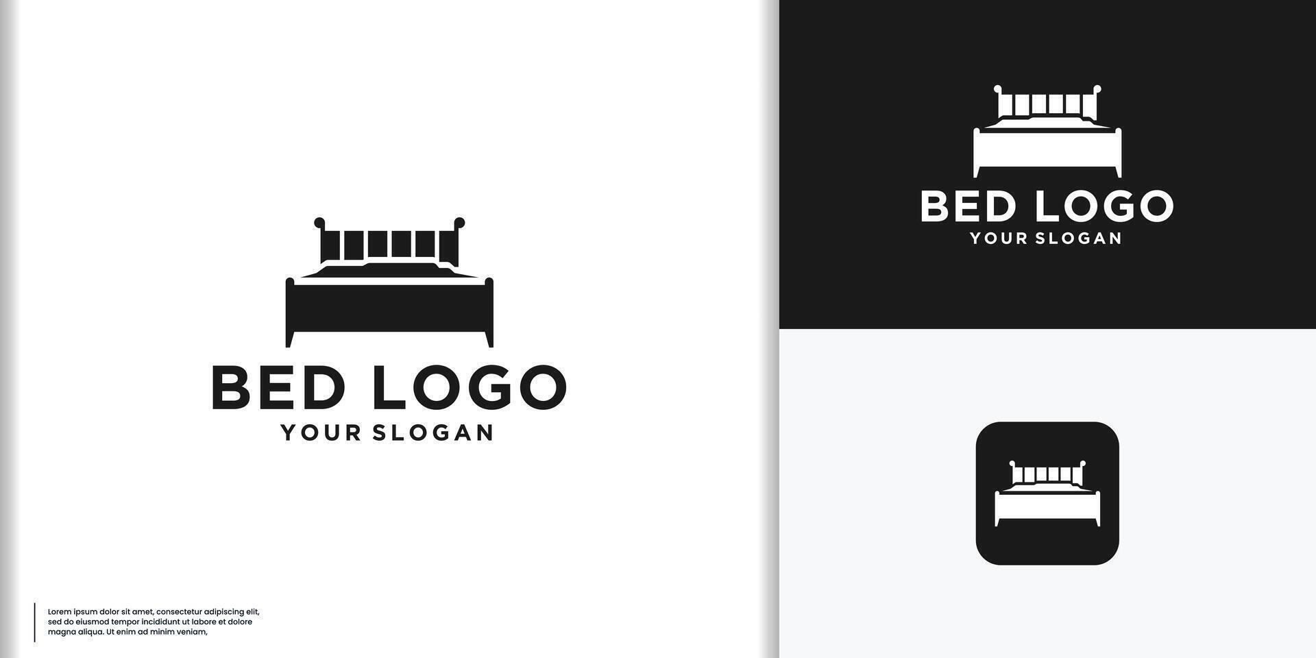 Creative premium of symbol bed furniture logo. Luxury universal interior design logotype idea symbol vector