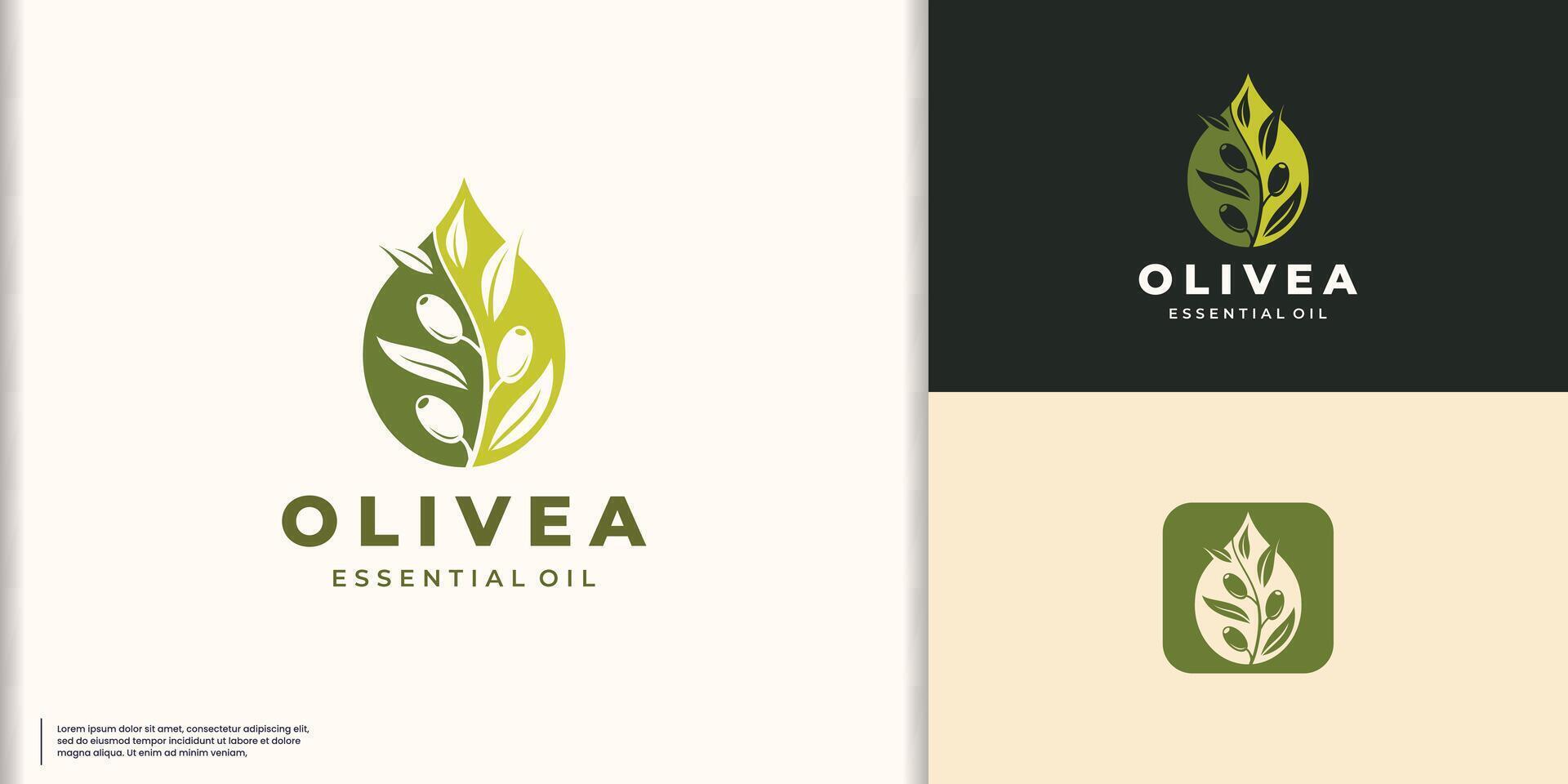 aceituna petróleo logo diseño vector icono naturaleza belleza y salud