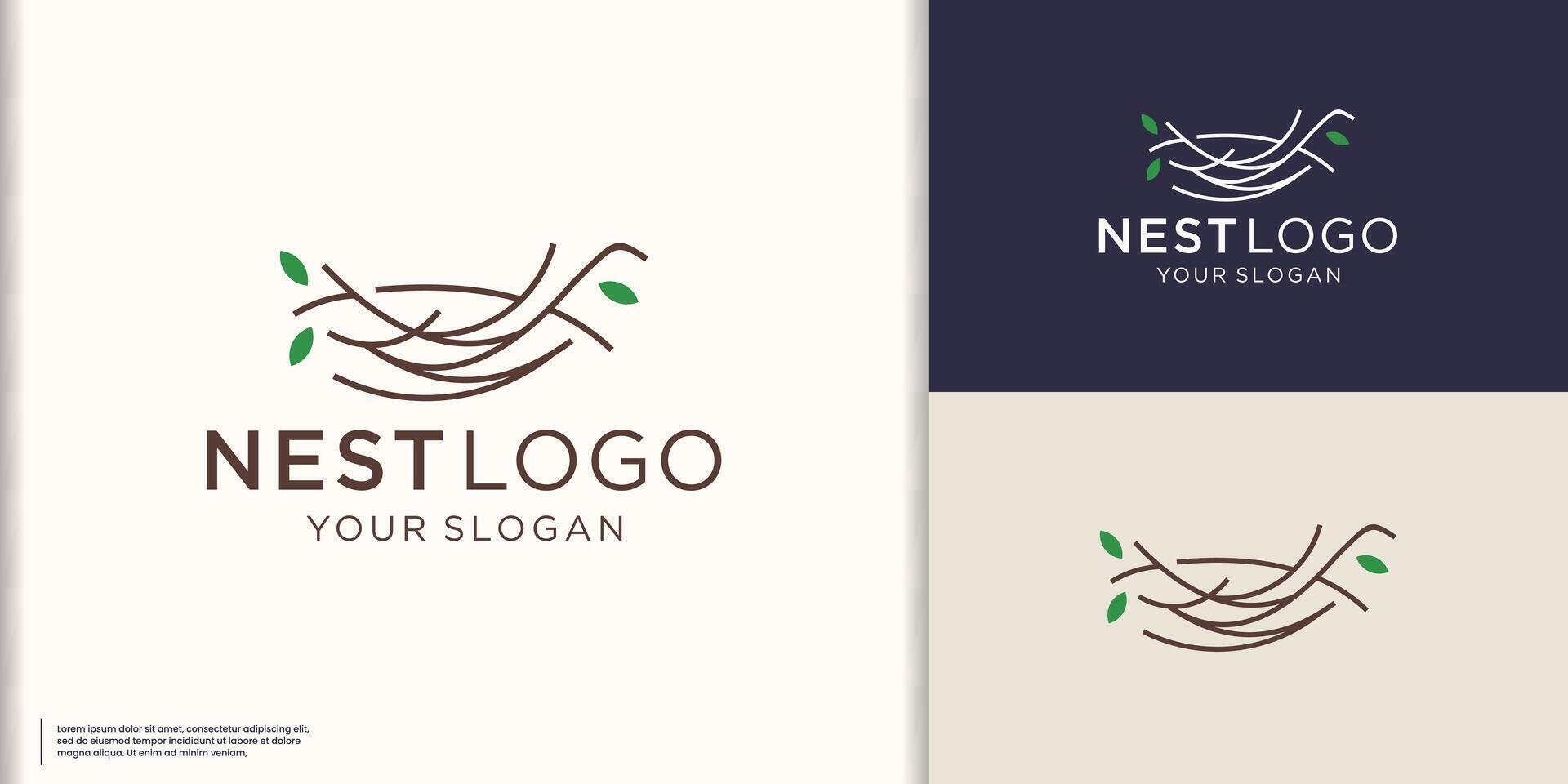 resumen nido icono logo ilustración símbolo nido naturaleza línea concepto. vector