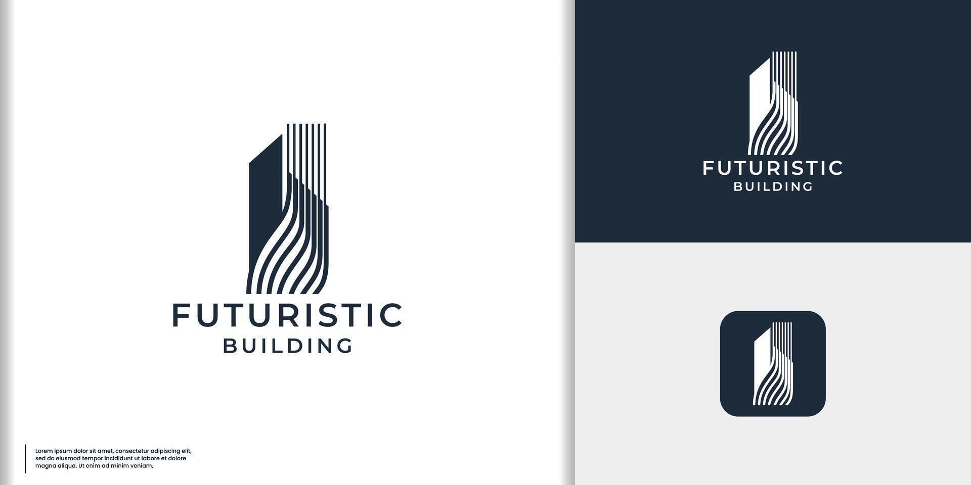 futuristic minimalist building logo design inspiration with unique abstract shape concept. vector