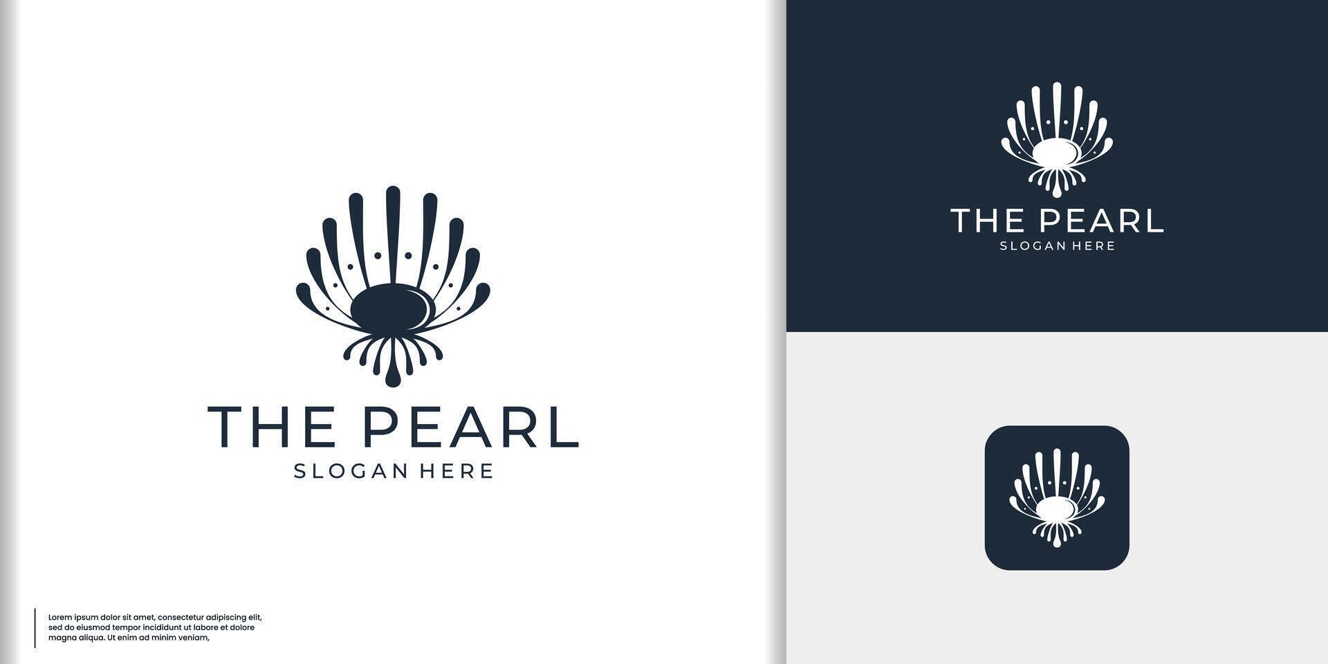 Abstract pearl or jewelry logo in luxury and shell shape fit for beauty and cosmetic vector