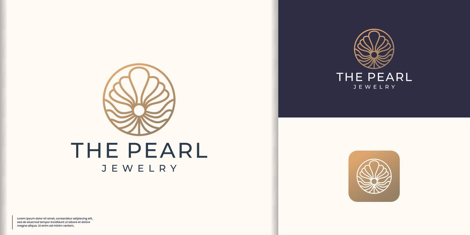 geometric circle line the pearl shell logo vector template.