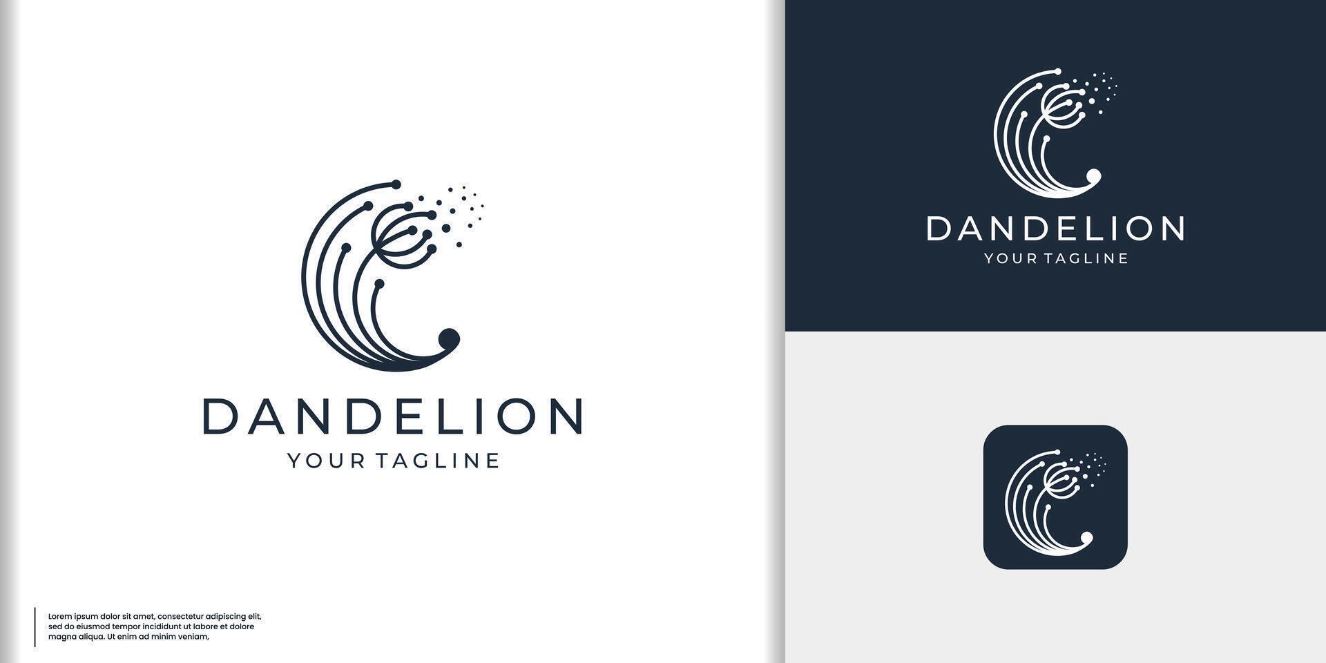 Dandelion logo. Delicate, delicate, cool, fresh, light. vector