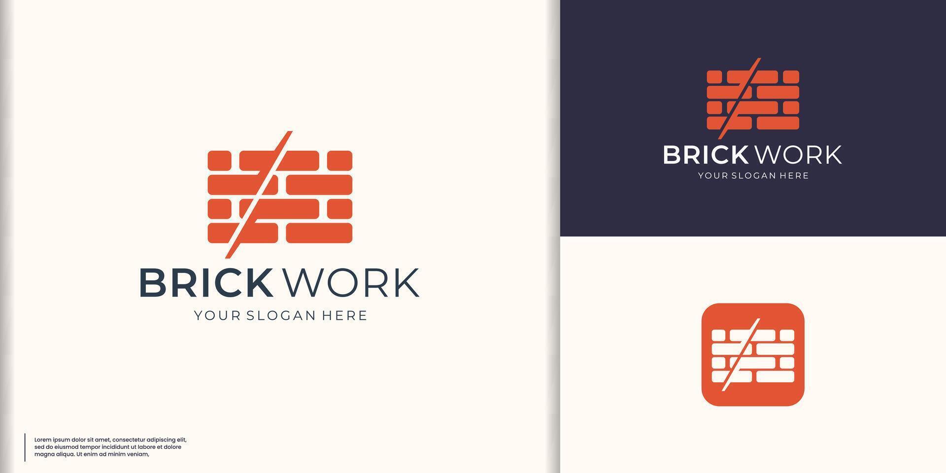 Modern Flat Brick logo, Brick Work simple modern logo template. vector