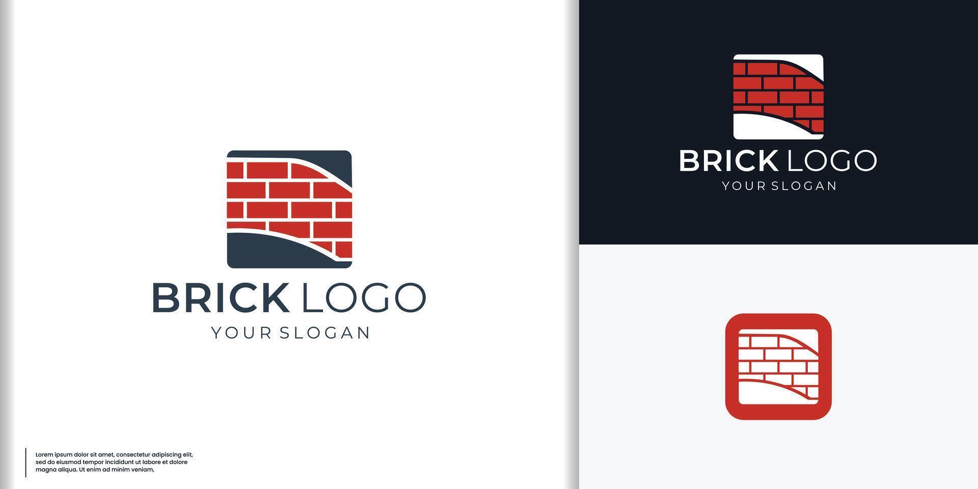 Square Brick logo vector, Modern Flat Brick logo, Brick Work simple modern logo template vector