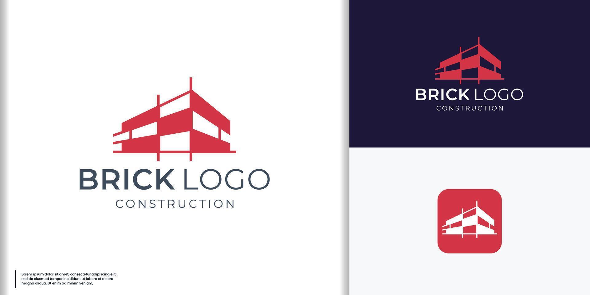 Brick Home build sketch illustration symbol logo design template vector