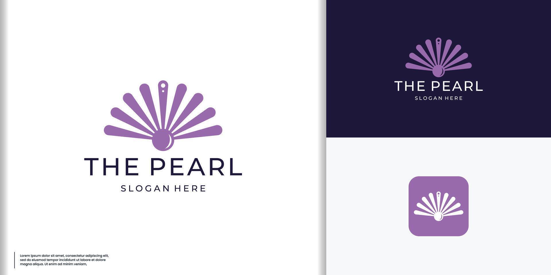 Luxury Elegant Pearl Shell Jewelry logo design vector