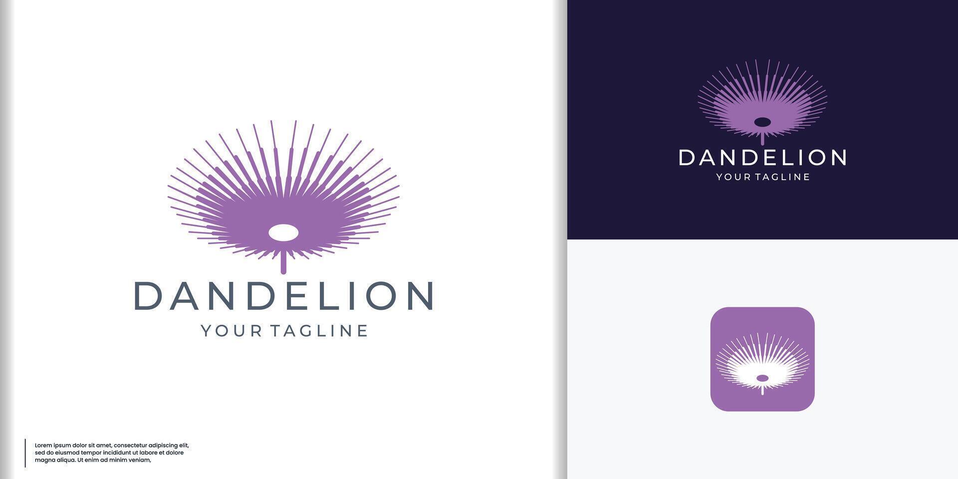 dandelion logo abstract circle line shape design concept. vector