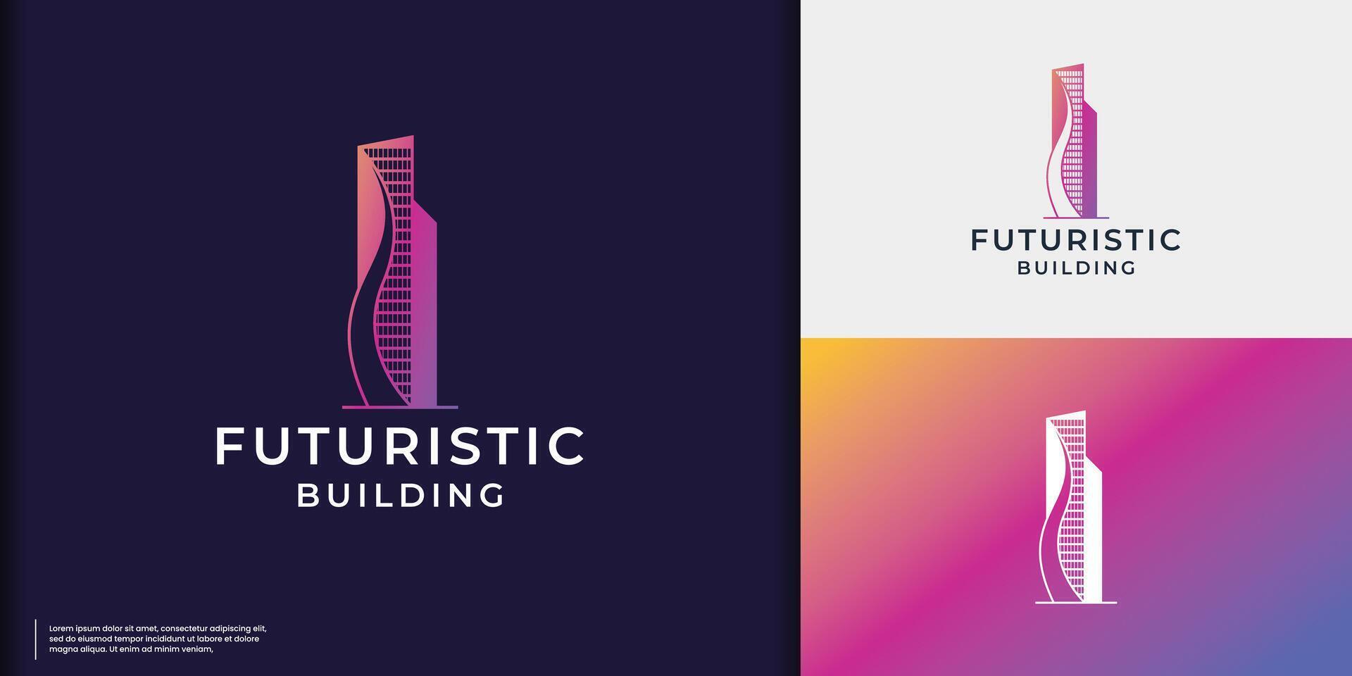 vistoso edificio logo futurista diseño modelo. logo para negocio de construcción, arquitectos, moderno edificios, vector