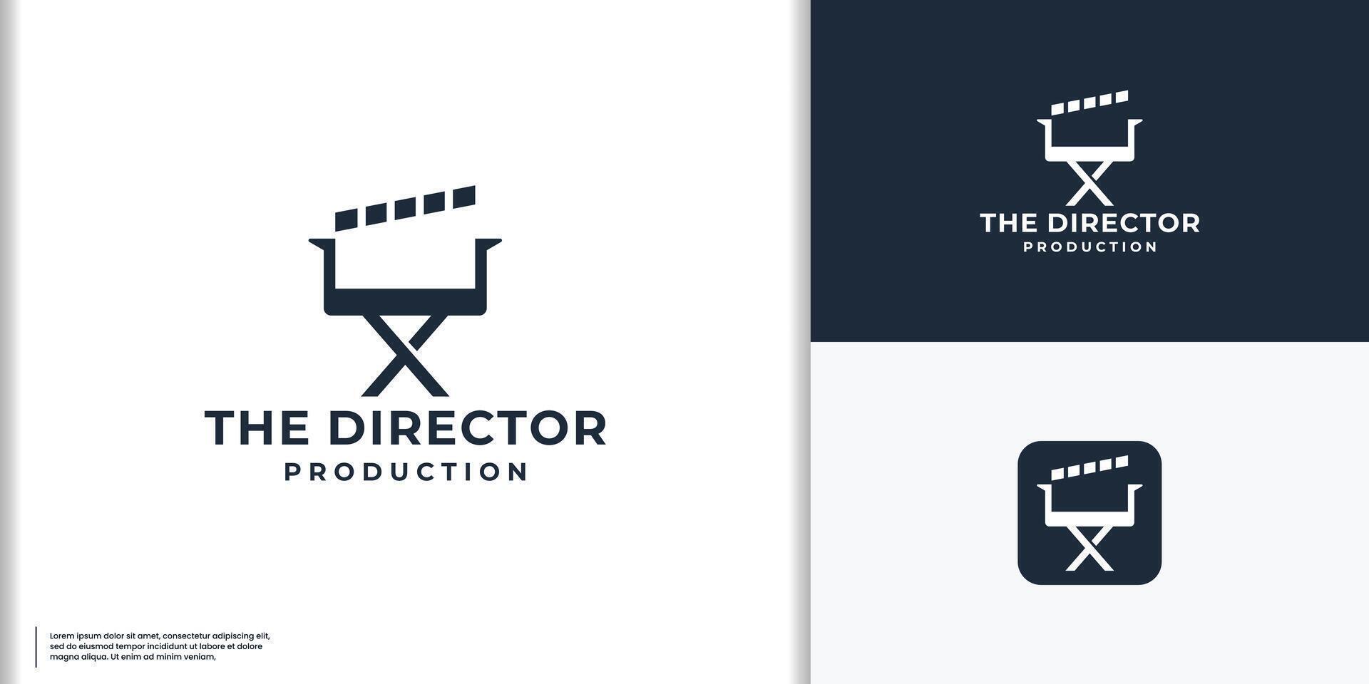 el director estudio película vídeo cine cinematografía película producción logo diseño vector