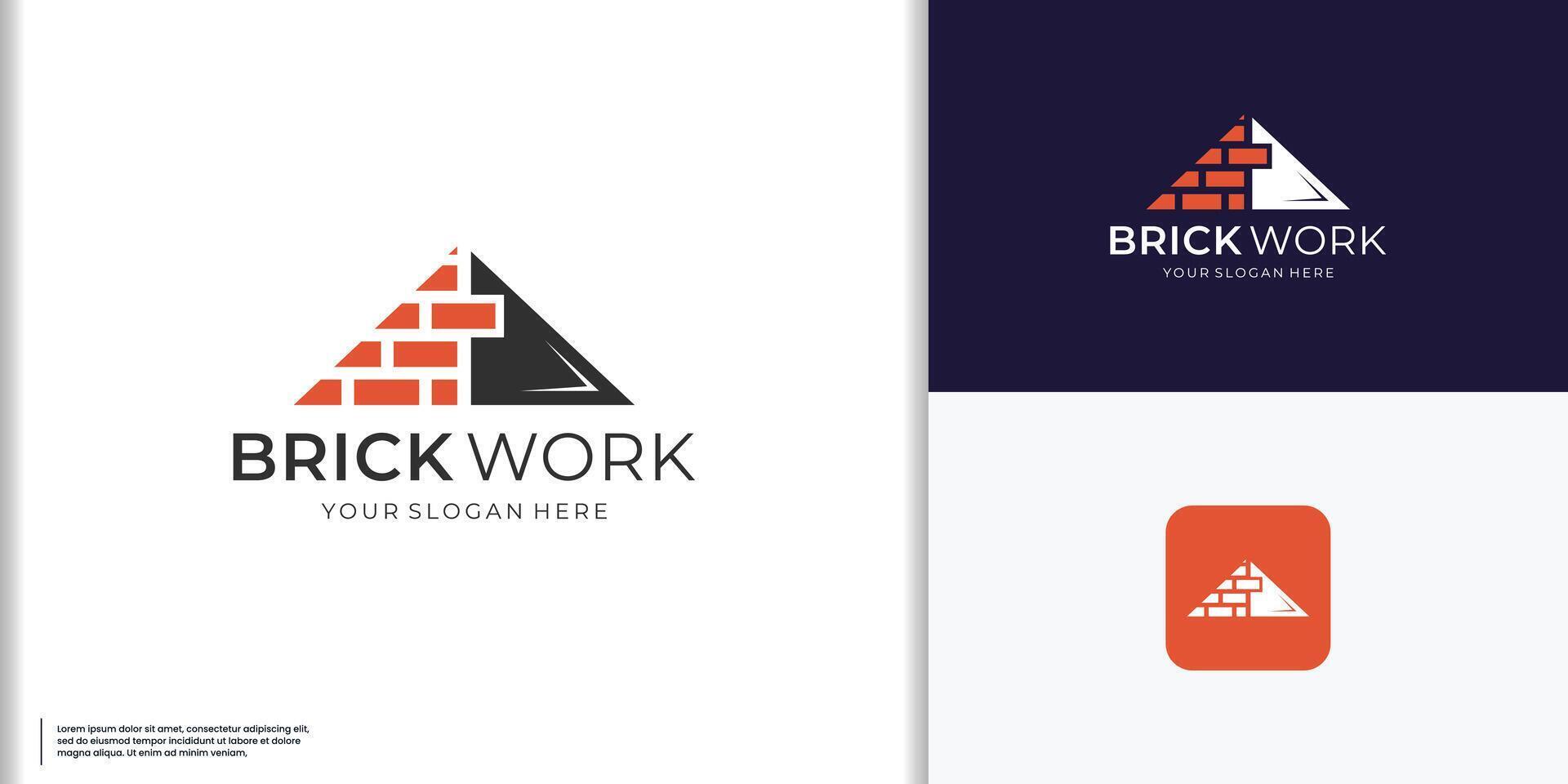 creative of brick house logo inspiration. half brick design with roof home vector illustration