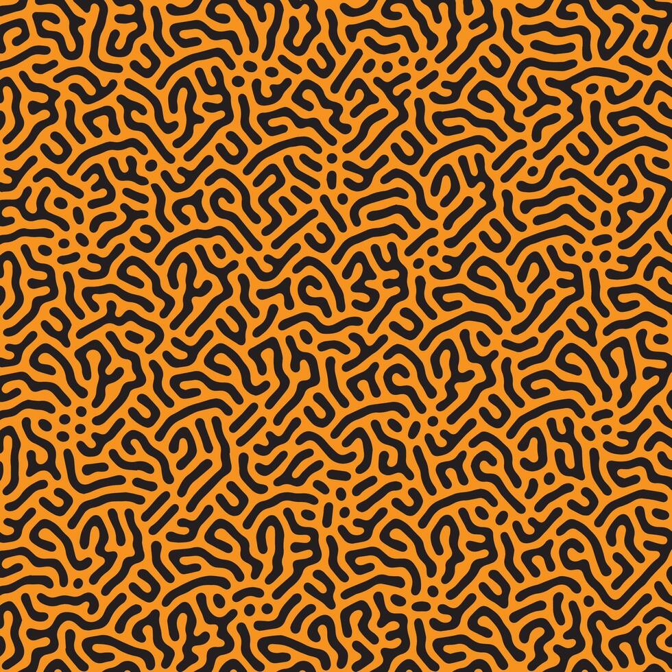 Black and orange organic turing pattern irregular lines background vector