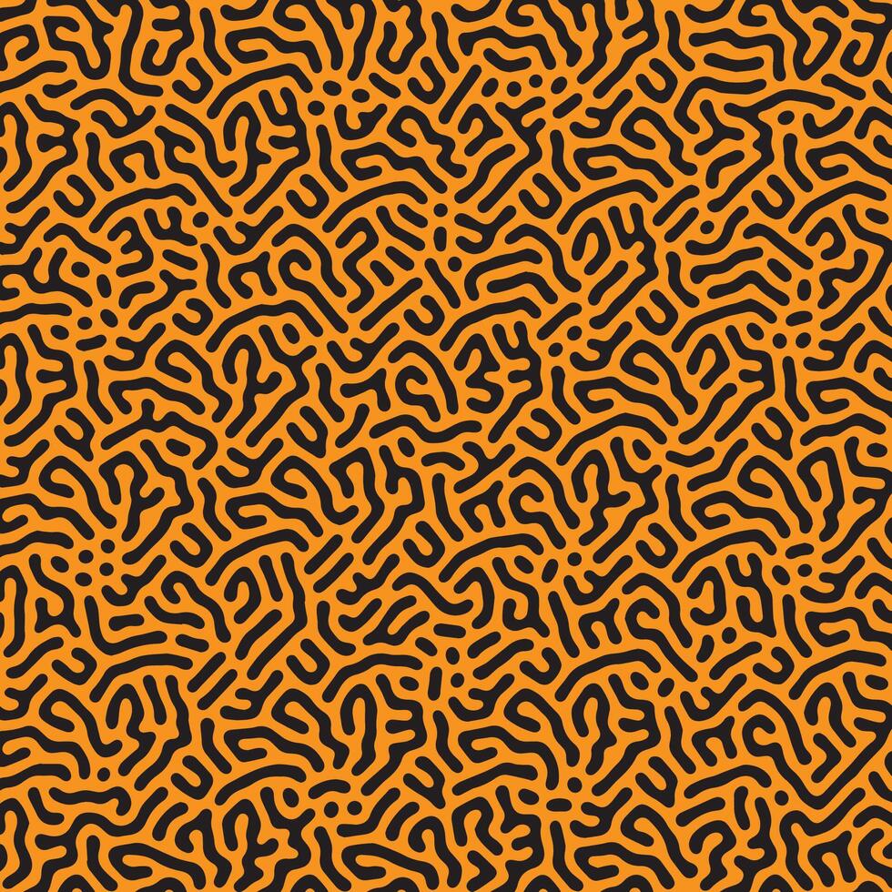 Black and orange organic turing pattern irregular lines background vector